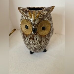 Elegant Expressions MCM Ceramic Screech OWL Vase Centerpiece Boho Decor 9” Tall